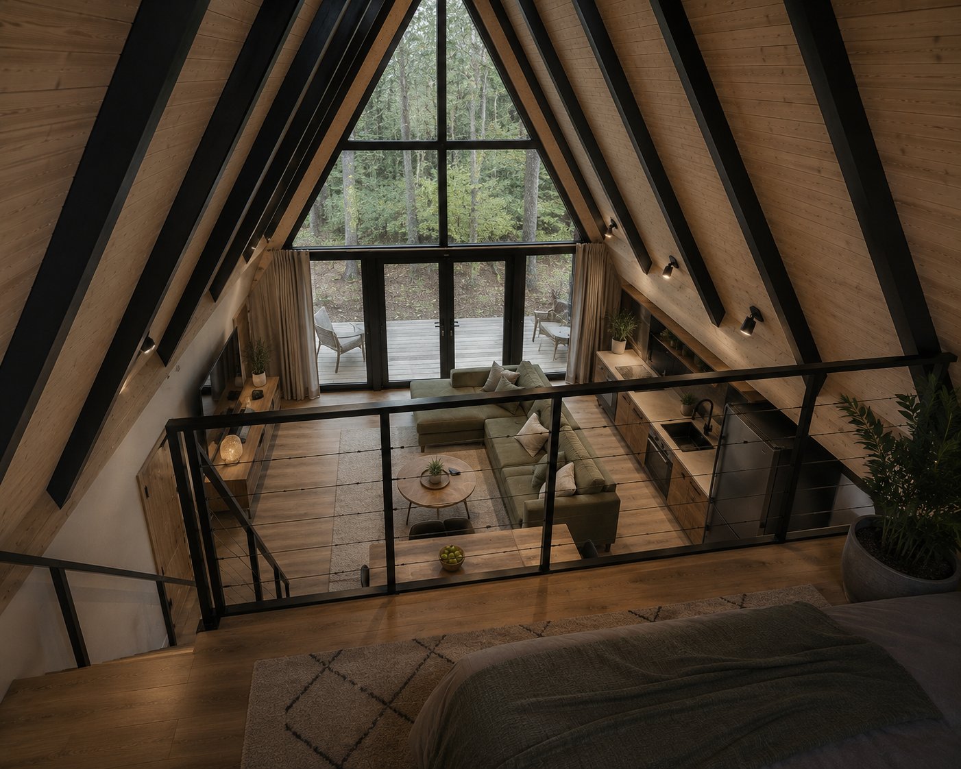 A-Frame vikendica — pogled sa galerije